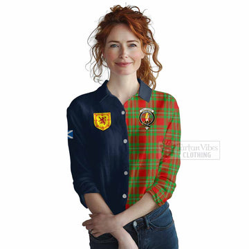 Callander Tartan Women's Casual Shirt Alba with Scottish Lion Royal Arm Half Style