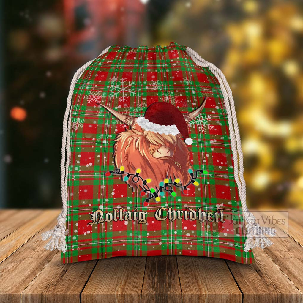 Tartan Vibes Clothing Callander Tartan Christmas Santa's Bag with Highland Cow