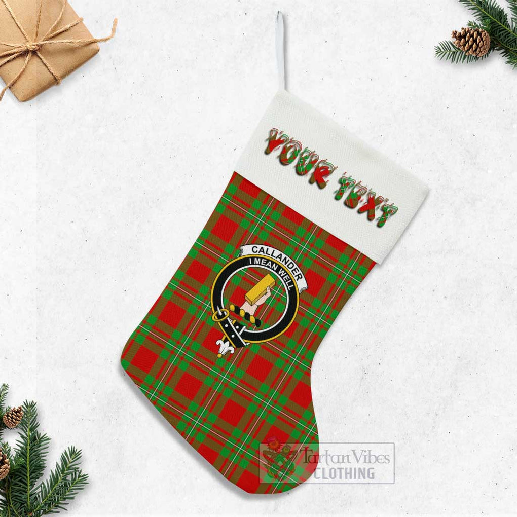 Tartan Vibes Clothing Callander Tartan Family Crest Christmas Stocking with Personalized Text