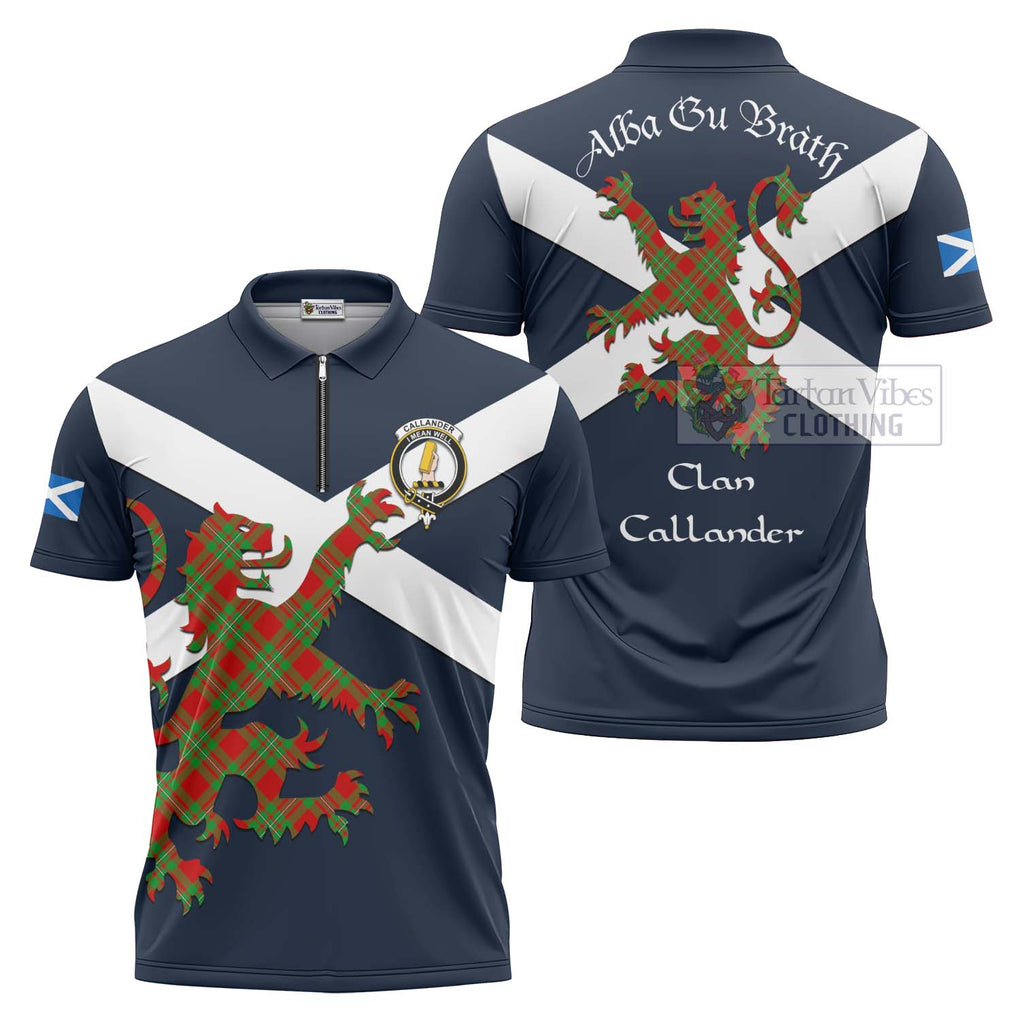 Tartan Vibes Clothing Callander Tartan Lion Rampant Zipper Polo Shirt – Proudly Display Your Heritage with Alba Gu Brath and Clan Name