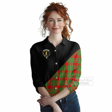 Callander Tartan Women's Casual Shirt with Family Crest and Military Logo Style