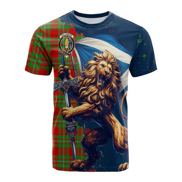 Callander Tartan Family Crest Cotton T-shirt with Scottish Majestic Lion