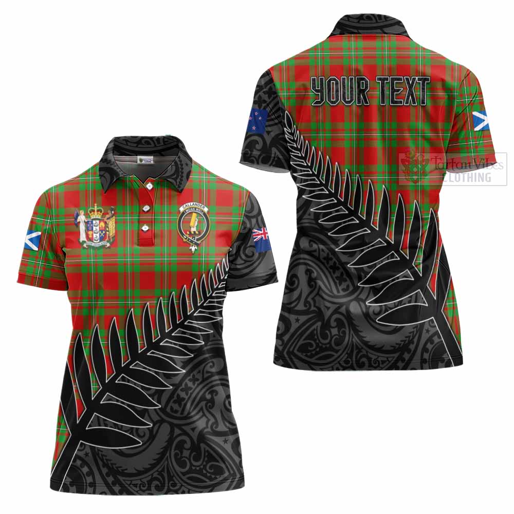 Tartan Vibes Clothing Callander Crest Tartan Women's Polo Shirt with New Zealand Silver Fern Half Style