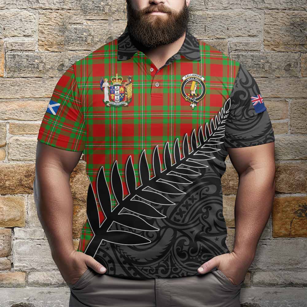 Callander Crest Tartan Polo Shirt with New Zealand Silver Fern Half Style