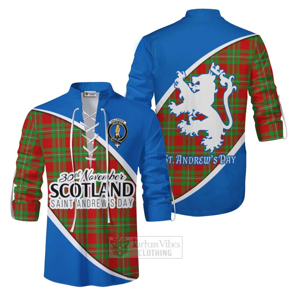 Tartan Vibes Clothing Callander Family Crest Tartan Ghillie Kilt Shirt Celebrate Saint Andrew's Day in Style