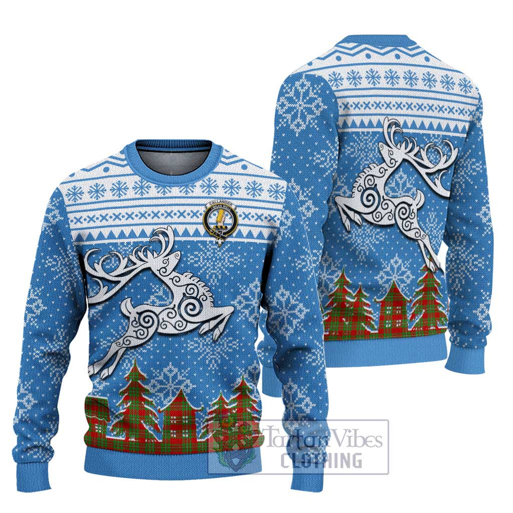 Tartan Vibes Clothing Callander Clan Christmas Ugly Sweater with Tartan and Celtic Raindeer Style