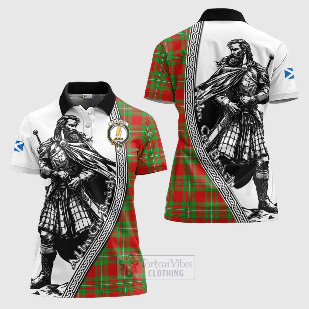 Tartan Vibes Clothing Callander Tartan Clan Crest Women's Polo Shirt with Highlander Warrior Celtic Style