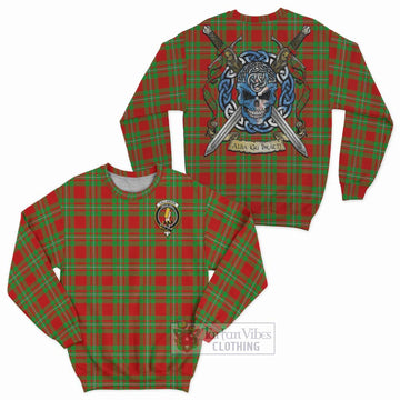 Callander Tartan Sweatshirt with Family Crest Celtic Skull Style