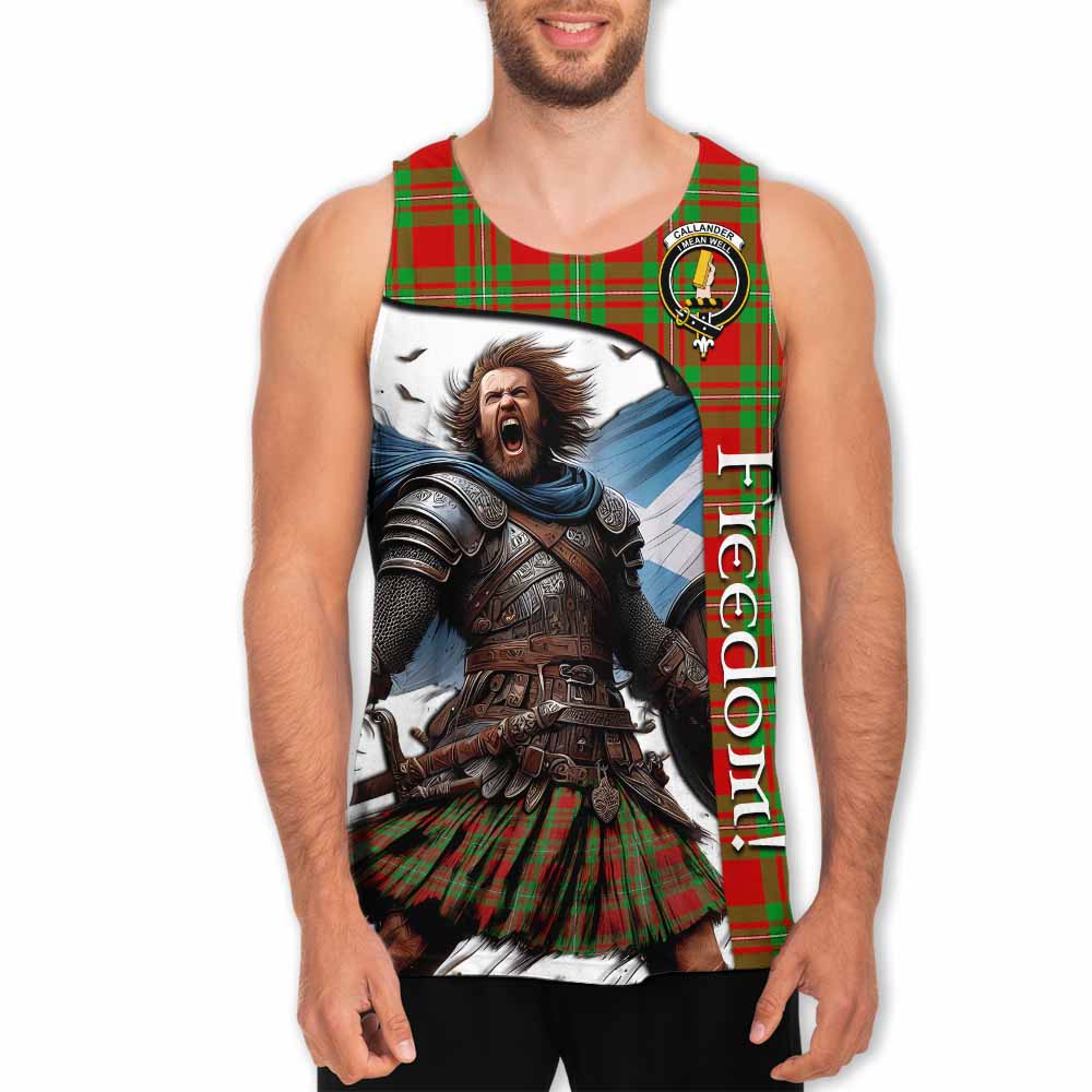 Tartan Vibes Clothing Callander Crest Tartan Men's Tank Top Inspired by the Freedom of Scottish Warrior