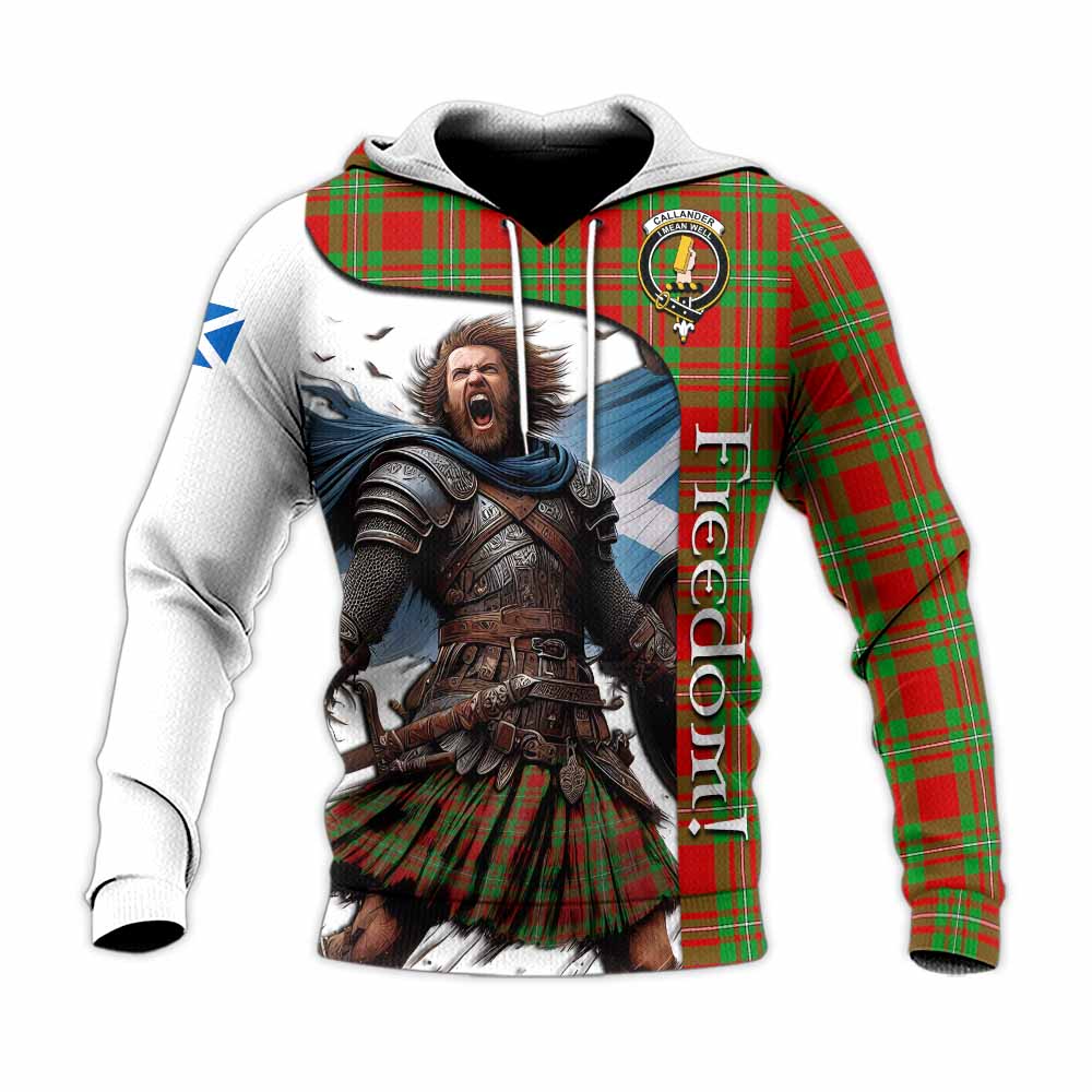 Tartan Vibes Clothing Callander Crest Tartan Knitted Hoodie Inspired by the Freedom of Scottish Warrior