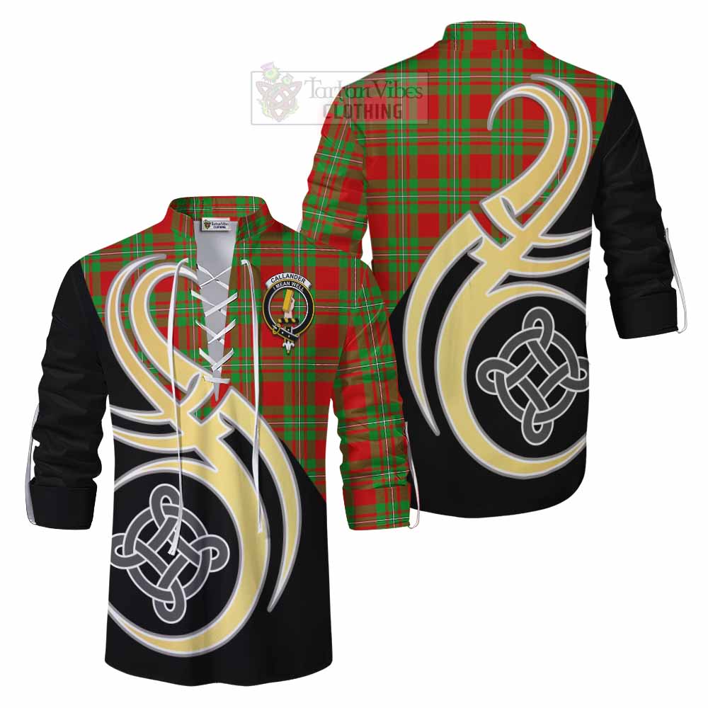 Tartan Vibes Clothing Callander Tartan Ghillie Kilt Shirt with Family Crest and Celtic Symbol Style