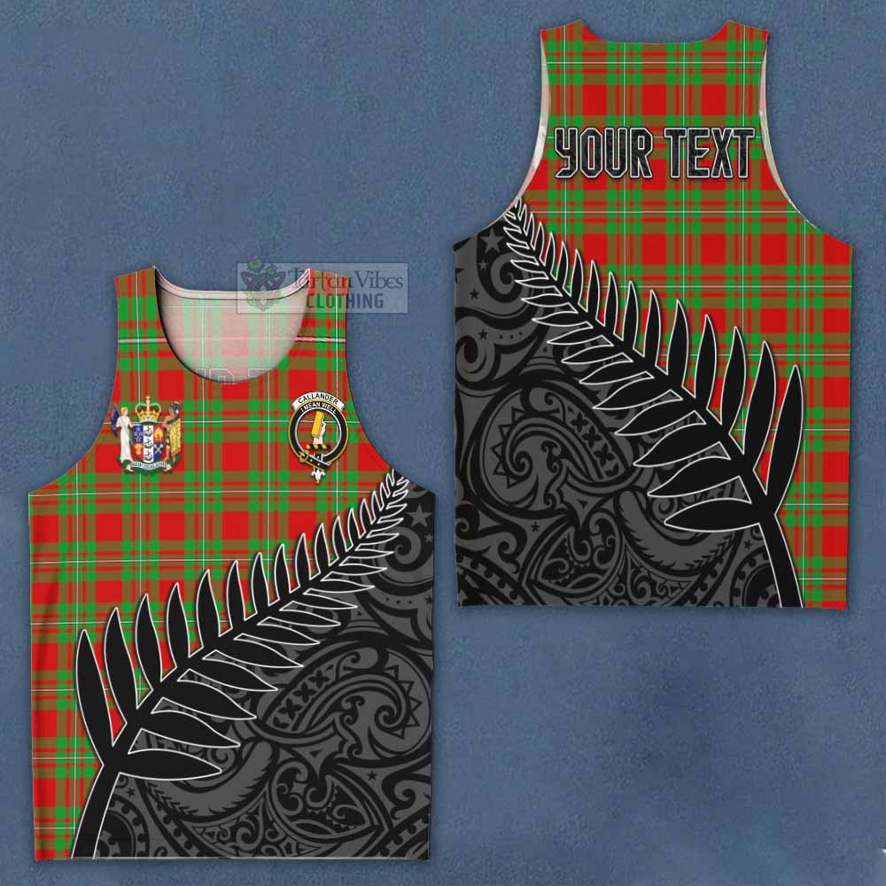 Tartan Vibes Clothing Callander Crest Tartan Men's Tank Top with New Zealand Silver Fern Half Style