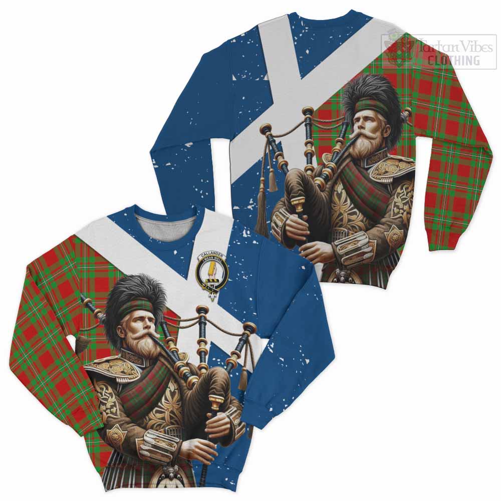 Tartan Vibes Clothing Callander Tartan Sweatshirt with Family Crest Scottish Bagpiper Vibes