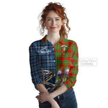 Callander Tartan Women's Casual Shirt Happy St. Andrew's Day Half Tartan Style