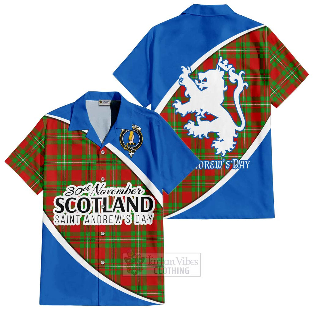 Tartan Vibes Clothing Callander Family Crest Tartan Short Sleeve Button Shirt Celebrate Saint Andrew's Day in Style