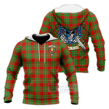 Callander Tartan Knitted Hoodie with Family Crest Celtic Skull Style