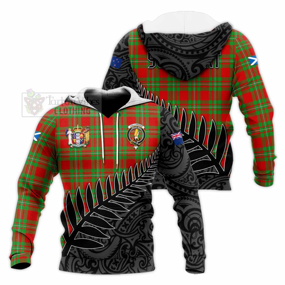 Tartan Vibes Clothing Callander Crest Tartan Knitted Hoodie with New Zealand Silver Fern Half Style