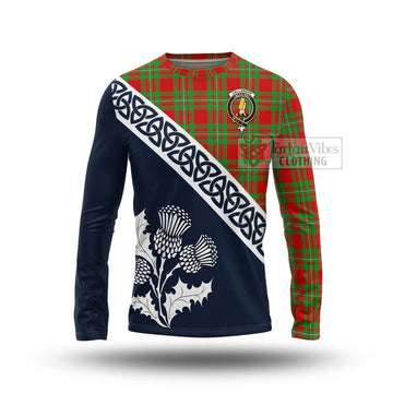 Callander Tartan Long Sleeve T-Shirt Featuring Thistle and Scotland Map