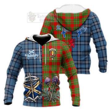 Callander Tartan Knitted Hoodie Happy St. Andrew's Day Half Tartan Style