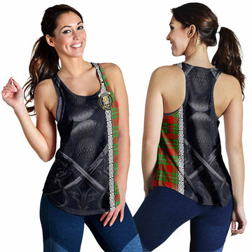 Callander Tartan Women's Racerback Tanks with Family Crest Cross Sword Thistle Celtic Vibes