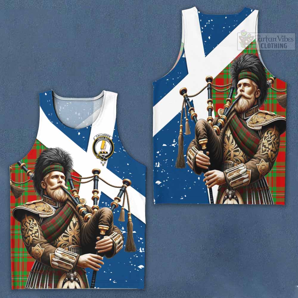 Callander Tartan Men's Tank Top with Family Crest Scottish Bagpiper Vibes