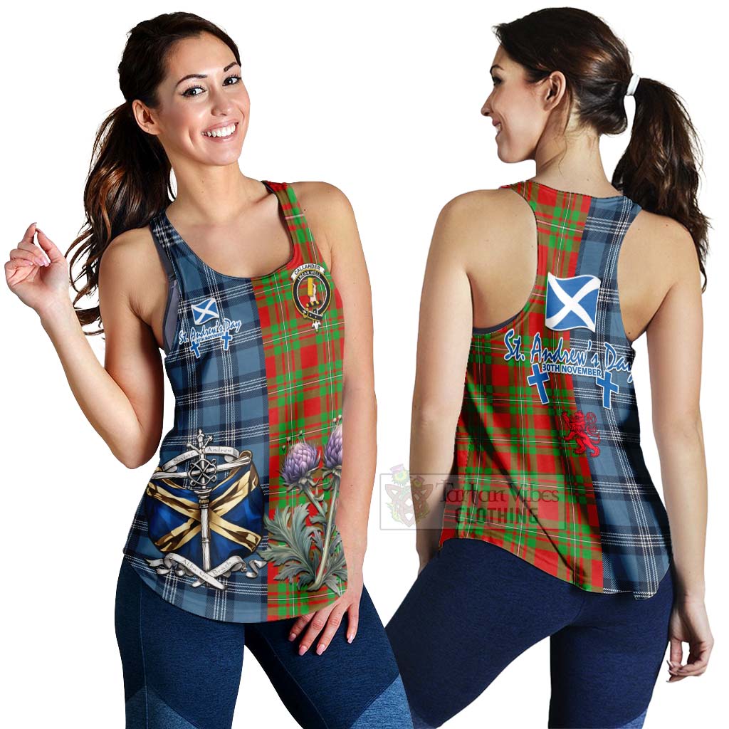 Tartan Vibes Clothing Callander Tartan Women's Racerback Tanks Happy St. Andrew's Day Half Tartan Style