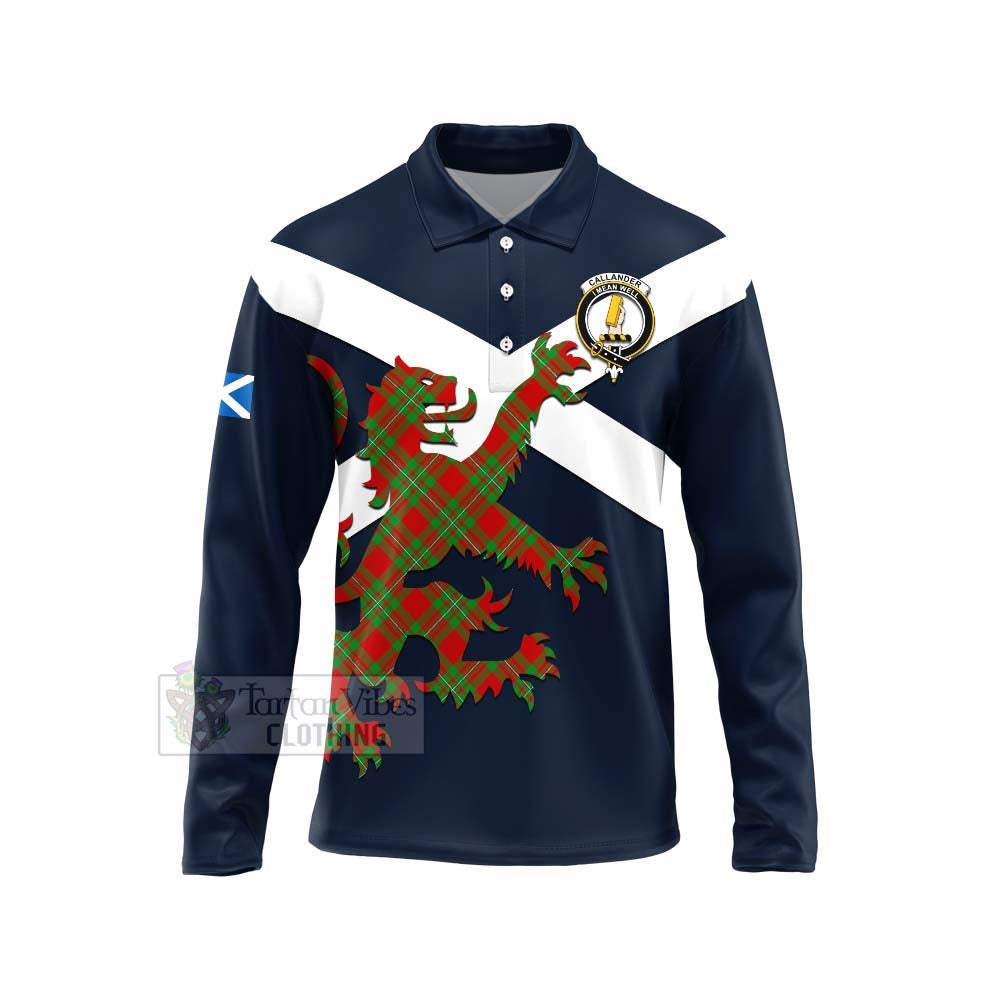 Tartan Vibes Clothing Callander Tartan Lion Rampant Long Sleeve Polo Shirt – Proudly Display Your Heritage with Alba Gu Brath and Clan Name