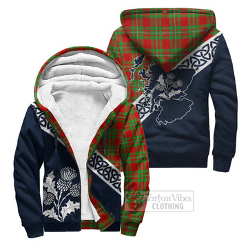 Callander Tartan Sherpa Hoodie Featuring Thistle and Scotland Map