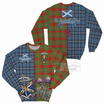 Callander Tartan Sweatshirt Happy St. Andrew's Day Half Tartan Style