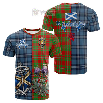 Callander Tartan Cotton T-shirt Happy St. Andrew's Day Half Tartan Style