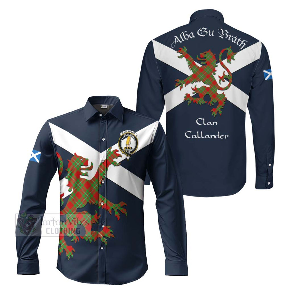 Tartan Vibes Clothing Callander Tartan Lion Rampant Long Sleeve Button Shirt – Proudly Display Your Heritage with Alba Gu Brath and Clan Name