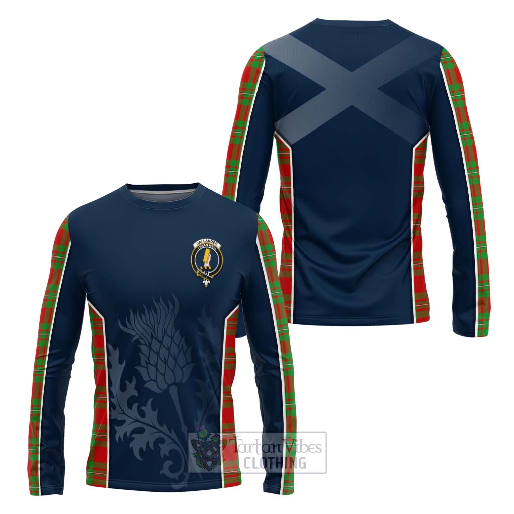 Tartan Vibes Clothing Callander Tartan Long Sleeve T-Shirt with Family Crest and Scottish Thistle Vibes Sport Style