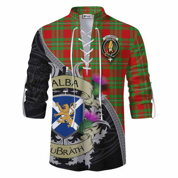 Callander Tartan Family Crest Ghillie Kilt Shirt Lion Rampant Royal Thistle Shield Celtic Inspired Men - Tartan Vibes Clothing