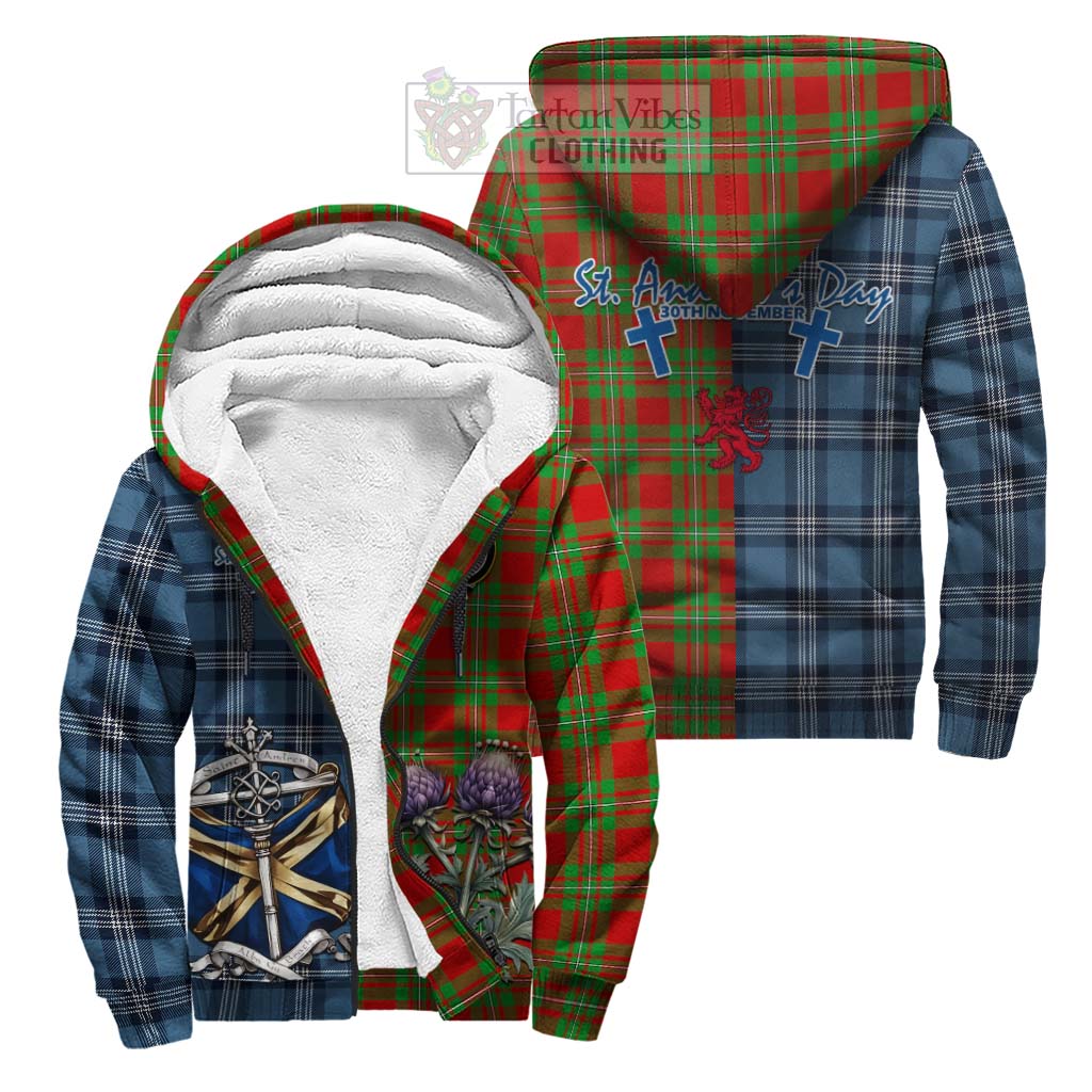 Tartan Vibes Clothing Callander Tartan Sherpa Hoodie Happy St. Andrew's Day Half Tartan Style