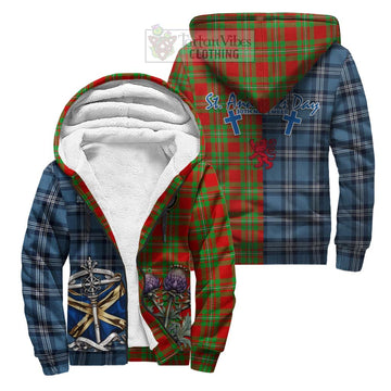 Callander Tartan Sherpa Hoodie Happy St. Andrew's Day Half Tartan Style