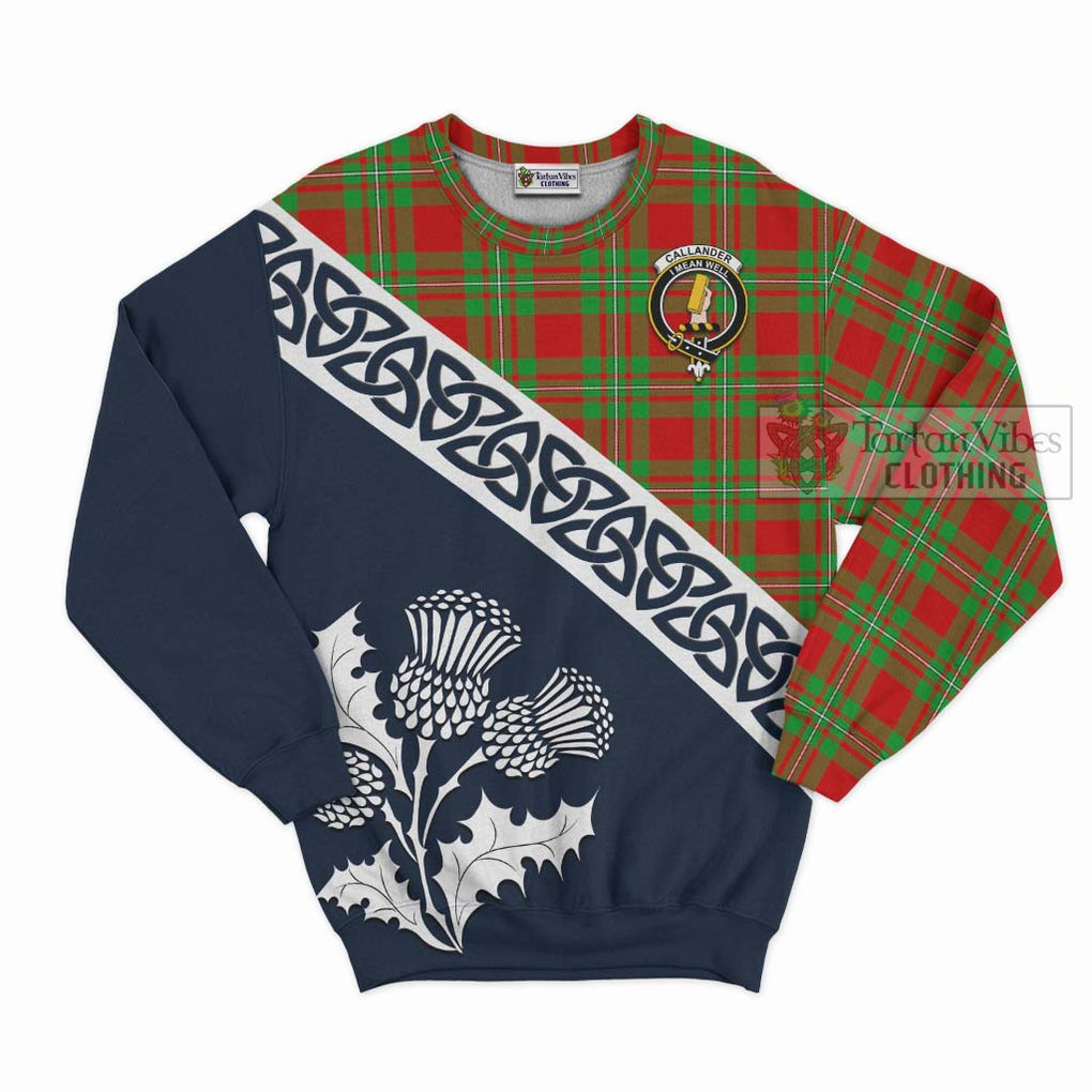 Tartan Vibes Clothing Callander Tartan Sweatshirt Featuring Thistle and Scotland Map