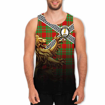 Callander Crest Tartan Men's Tank Top with Golden Lion Emblem Celtic Style Men - Tartan Vibes Clothing