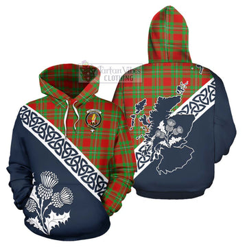 Callander Tartan Hoodie Featuring Thistle and Scotland Map