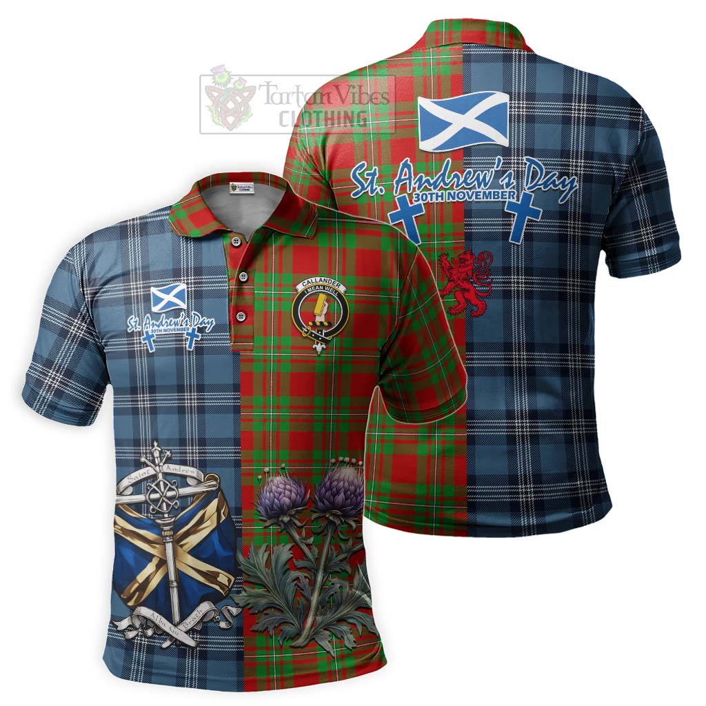 Tartan Vibes Clothing Callander Tartan Polo Shirt Happy St. Andrew's Day Half Tartan Style