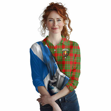 Callander Tartan Women's Casual Shirt with Family Crest Scotland Patriotic Style