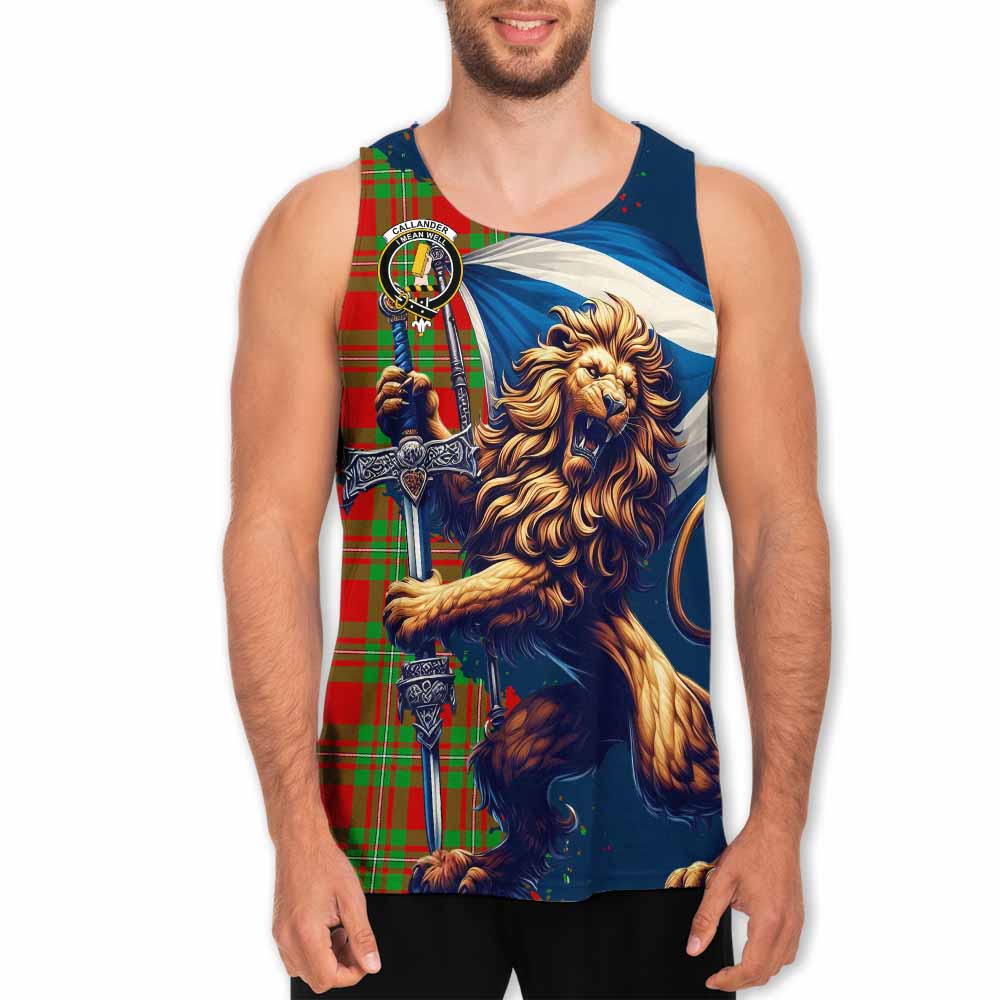 Tartan Vibes Clothing Callander Tartan Family Crest Men's Tank Top with Scottish Majestic Lion