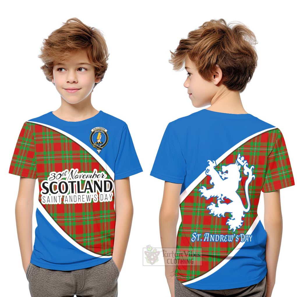 Tartan Vibes Clothing Callander Family Crest Tartan Kid T-Shirt Celebrate Saint Andrew's Day in Style