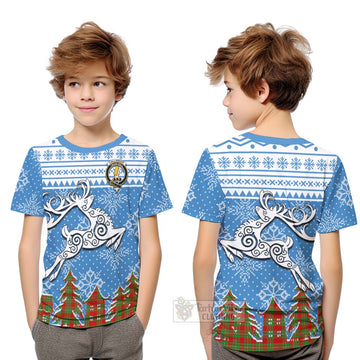 Callander Clan Christmas Kid T-Shirt Celtic Reindeer Style