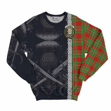 Callander Tartan Sweatshirt with Family Crest Cross Sword Thistle Celtic Vibes Unisex - Tartan Vibes Clothing