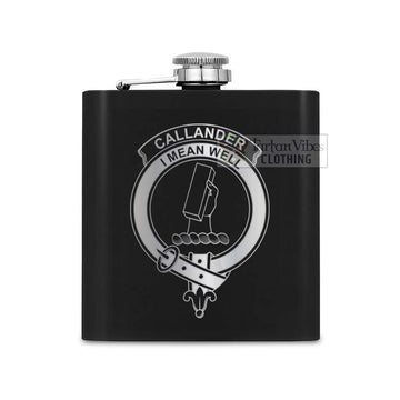 Callander Crest Hip Flask Set 7oz Black Stainless Steel with A Gift Box