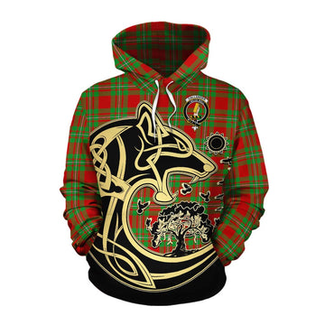 Callander Tartan Cotton Hoodie with Family Crest Celtic Wolf Style Pullover Hoodie XS - Tartan Vibes Clothing