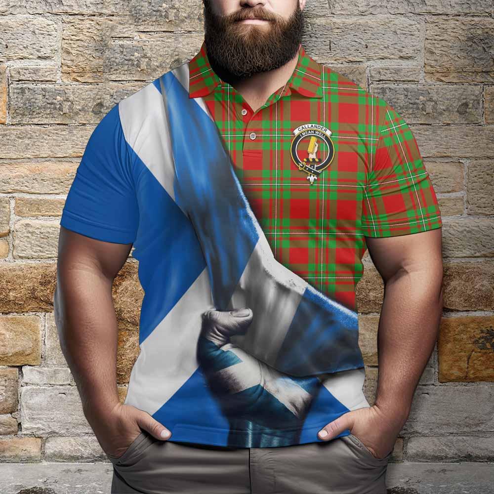 Tartan Vibes Clothing Callander Tartan Polo Shirt with Family Crest Scotland Patriotic Style