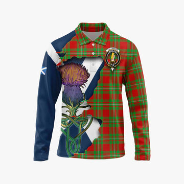 Callander Tartan Family Crest Long Sleeve Polo Shirt Scottish Thistle Celtic Inspired Unisex - Tartan Vibes Clothing