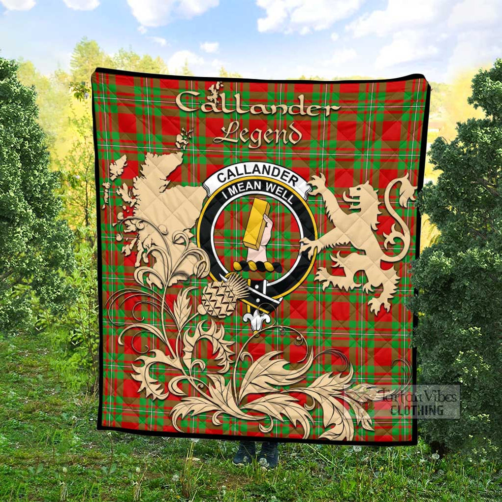 Tartan Vibes Clothing Callander Tartan Quilt with Family Crest and Scottish Symbol Style