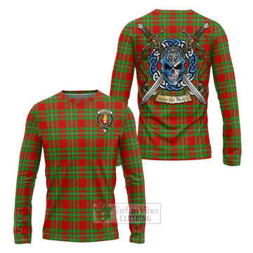 Callander Tartan Long Sleeve T-Shirt with Family Crest Celtic Skull Style